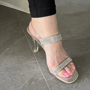 shoe, lucite and rheinstone, heels, Valerie Stevens